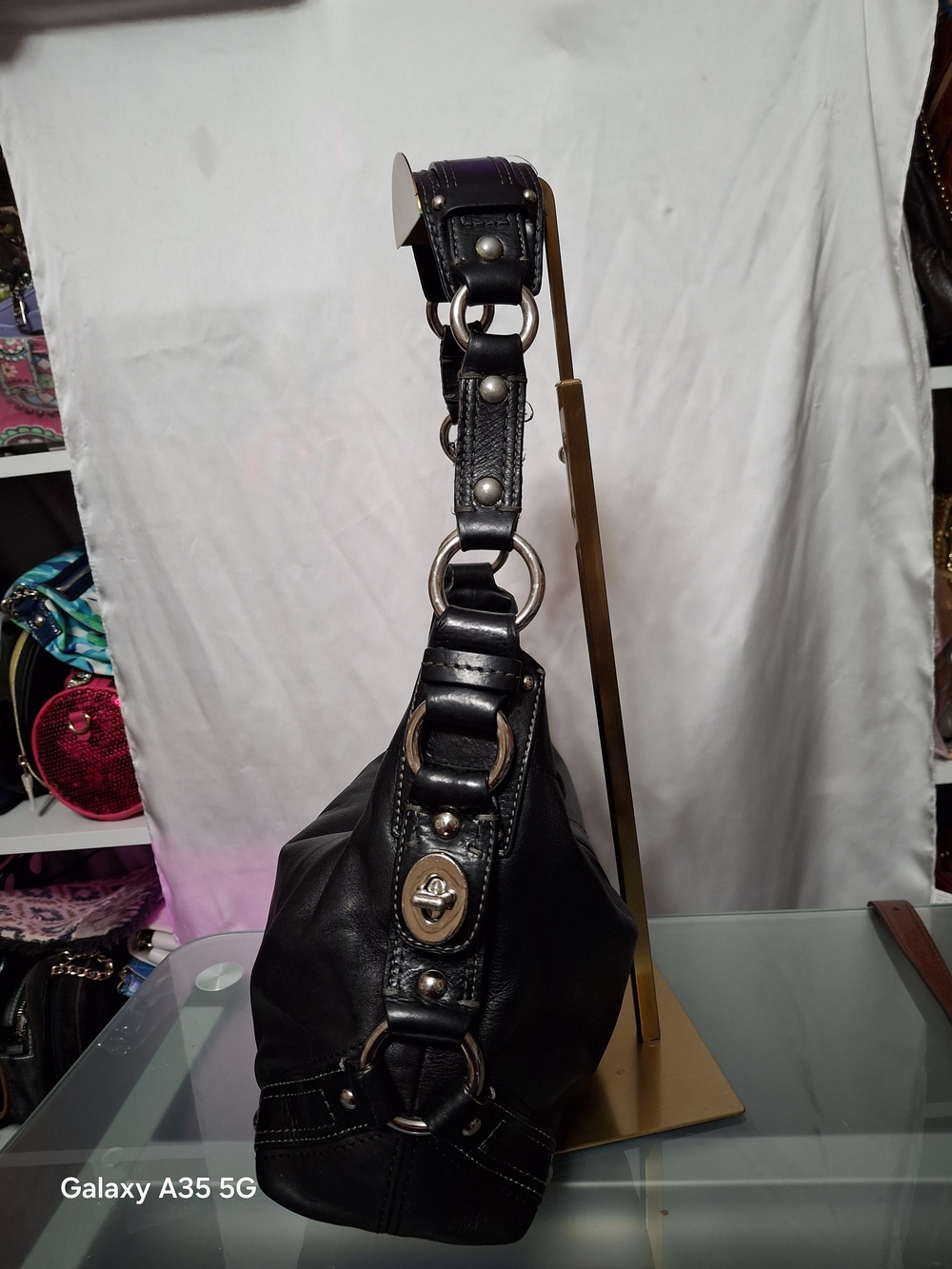 Coach Carly Classic Black Leather Hobo Shoulder Bag - Timeless Everyday Style - Picture 7 of 16